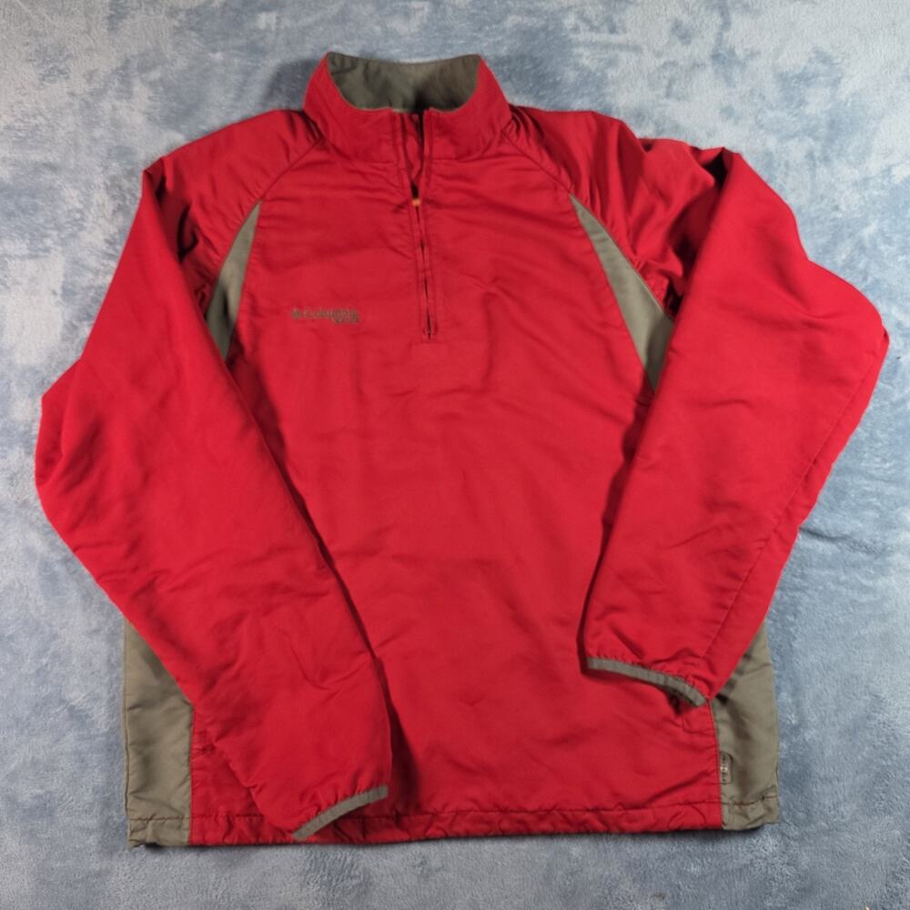 Columbia XCO Men’s M Red Gray 1/4 Zip Packable Softshell Pullover Jacket